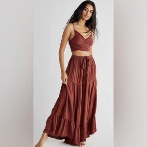 FREE PEOPLE Sunset Tiered Ruffle Pants & Crop top (NWT)